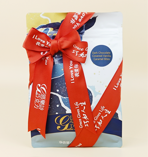 Caramel Bites with Valentine's Day Ribbon